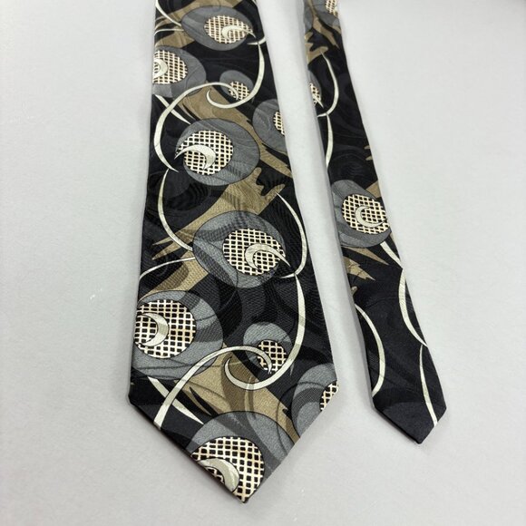 Urban Canvas Black / Cream Geometric Men's Tie 4" x 60" - Picture 2 of 3